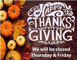 Closed for Thanksgiving